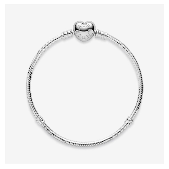 Pandora Moments Heart Clasp Snake Chain Bracelet with Three Charms - Picture 10 of 10